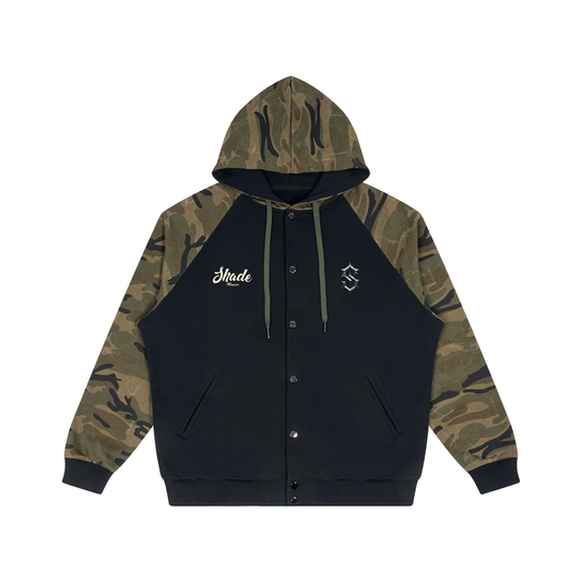 Unisex Camo-Splice Raglan Zip Hoodie