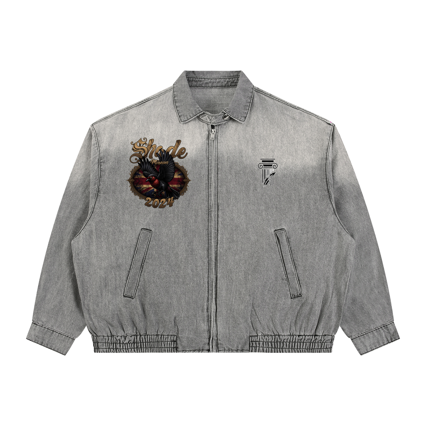 Unisex Vintage Wash Full-Zip Denim Jacket