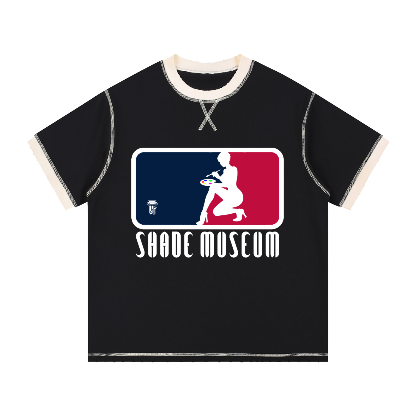 Shades Contrast-Stitched Cotton T-Shirt