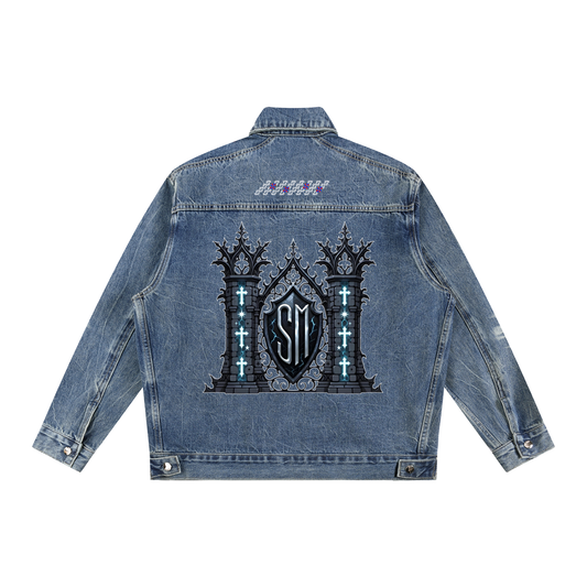 Vintage Wash Zip Up Denim Jacket