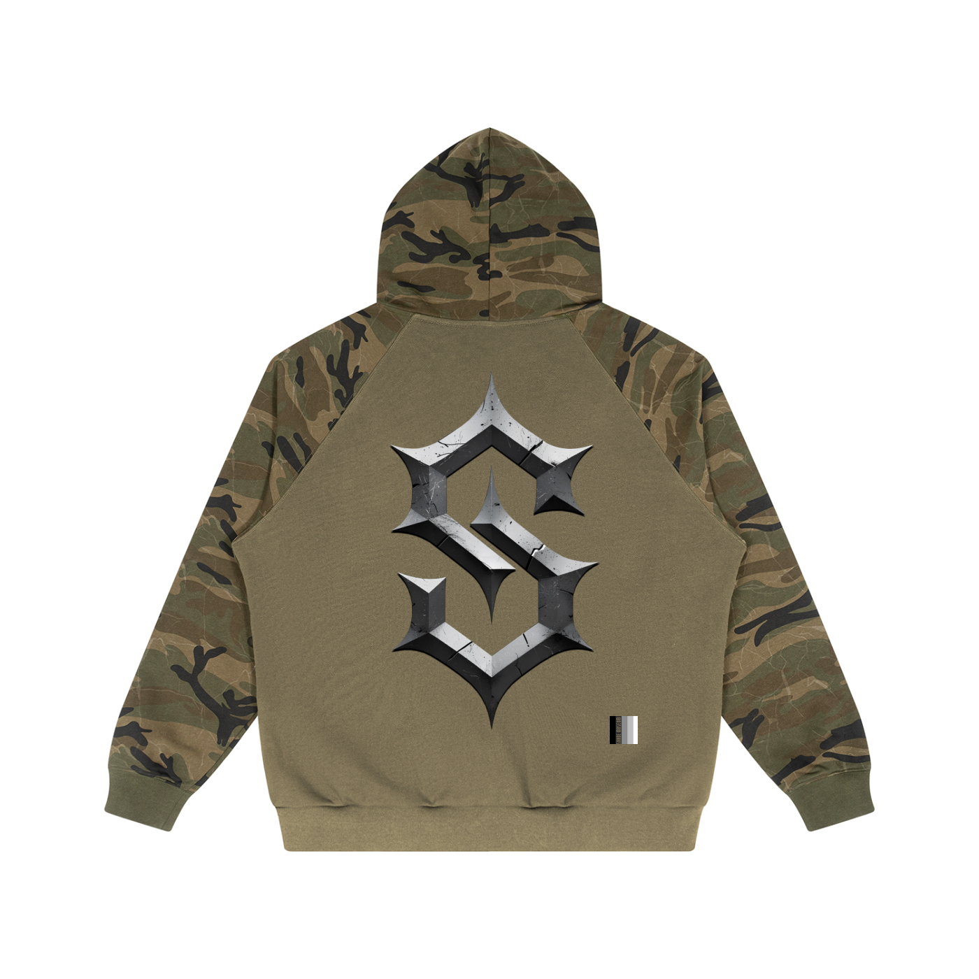 Unisex Camo-Splice Raglan Zip Hoodie