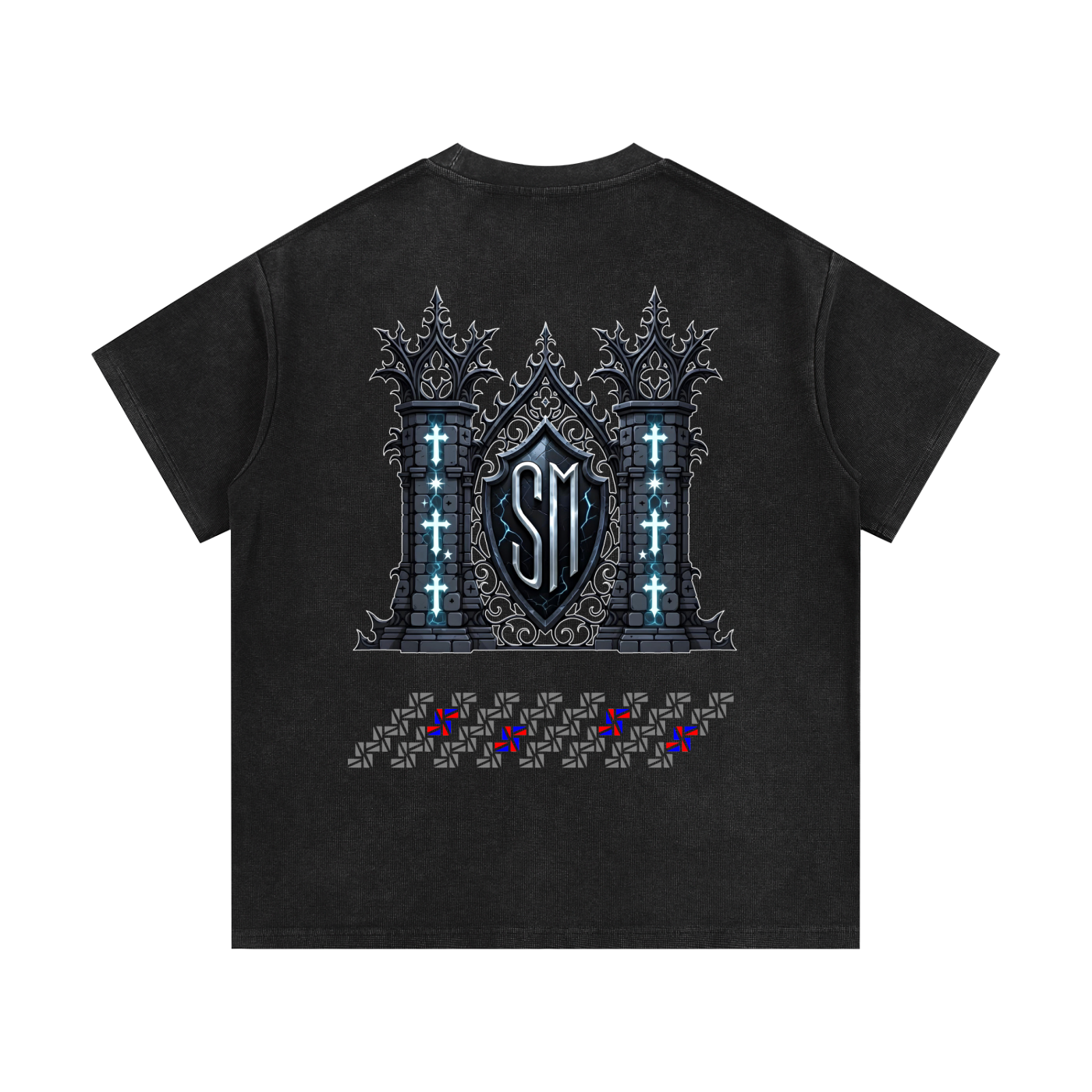 Blue Museum Gate Mineral Wash Waffle Knit T-Shirt