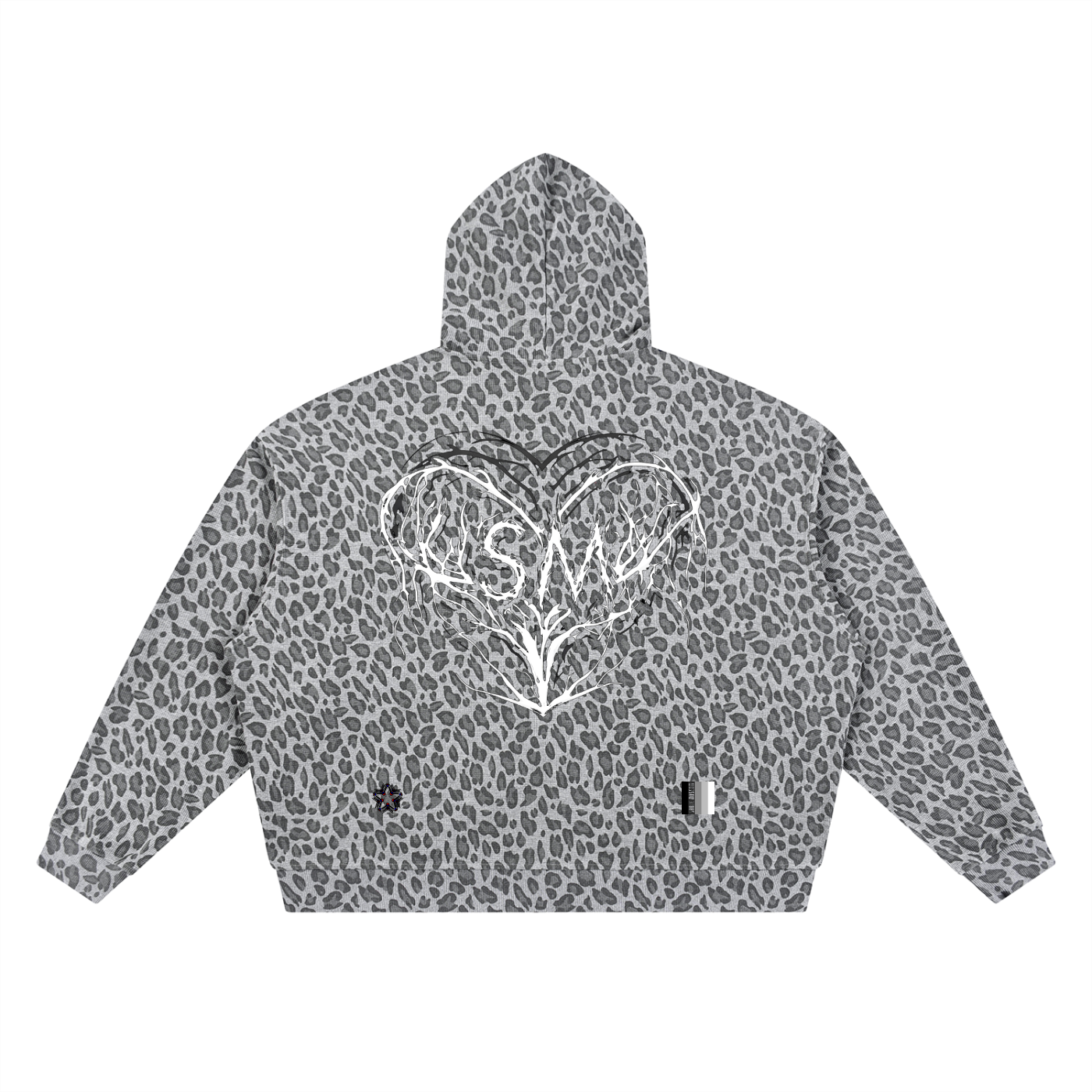 Unisex Leopard Print Waffle Full Zip Hoodie