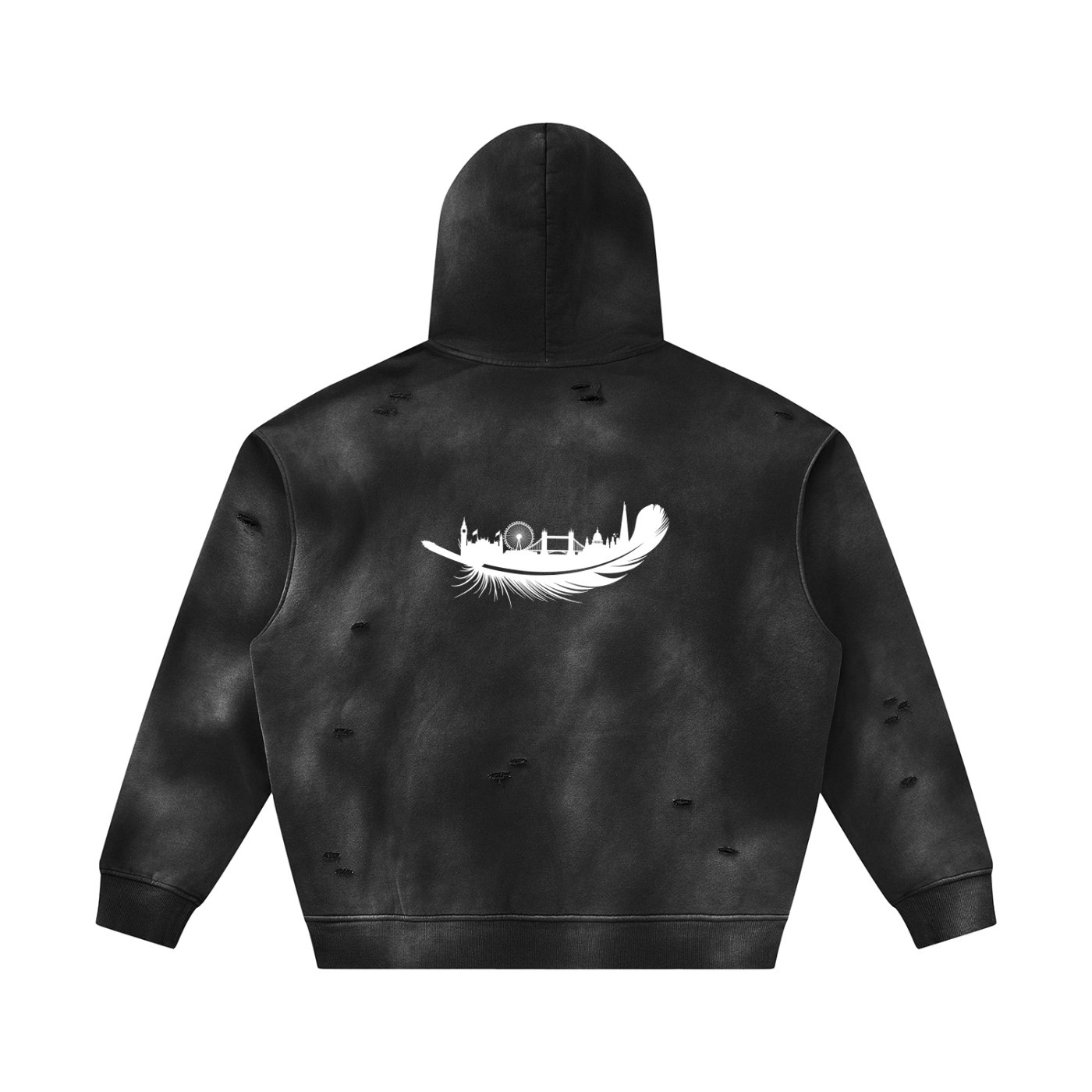 Unisex Sunfade Frayed Fleece Hoodie