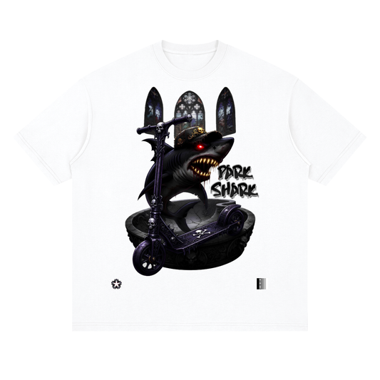 Park Shark Scooter Streetwear Loose Drop Shoulder T-Shirt