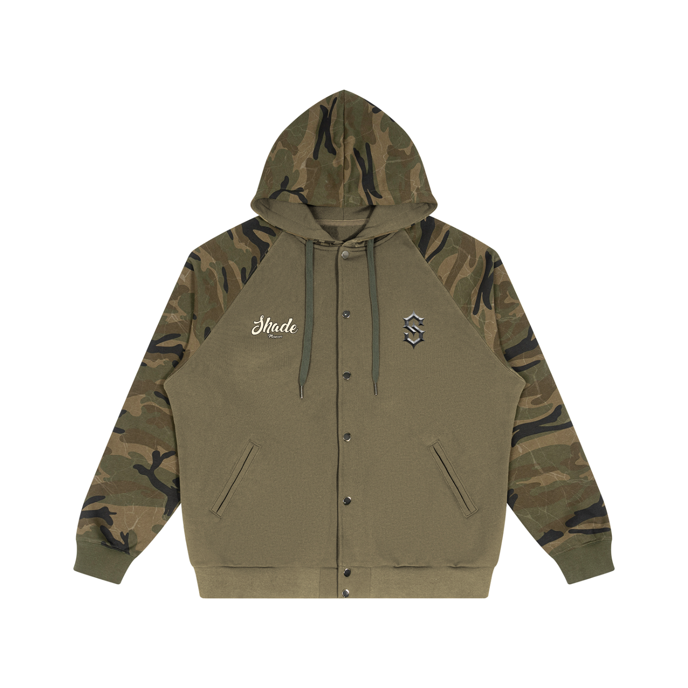 Unisex Camo-Splice Raglan Zip Hoodie