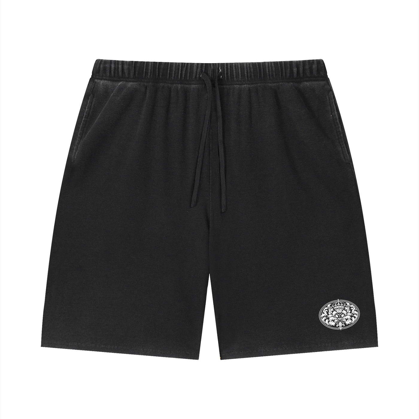 Unisex Vintage Wash Sunfade Waffle Raw Hem Shorts