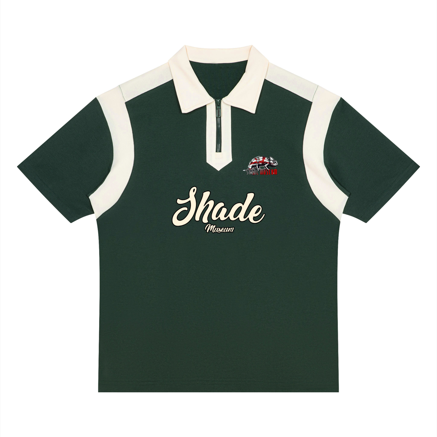 Unisex Color Block Quarter Zip Polo Shirt