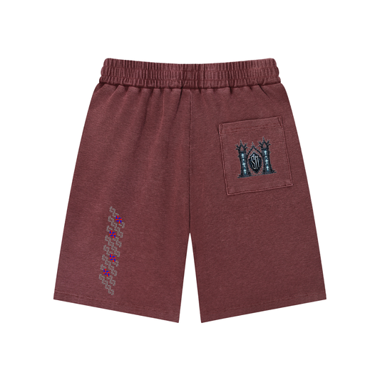 Blue Museum Gate Mineral Wash Waffle Knit Shorts
