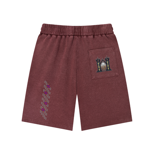 Gold Museum Gate Mineral Wash Waffle Knit Shorts