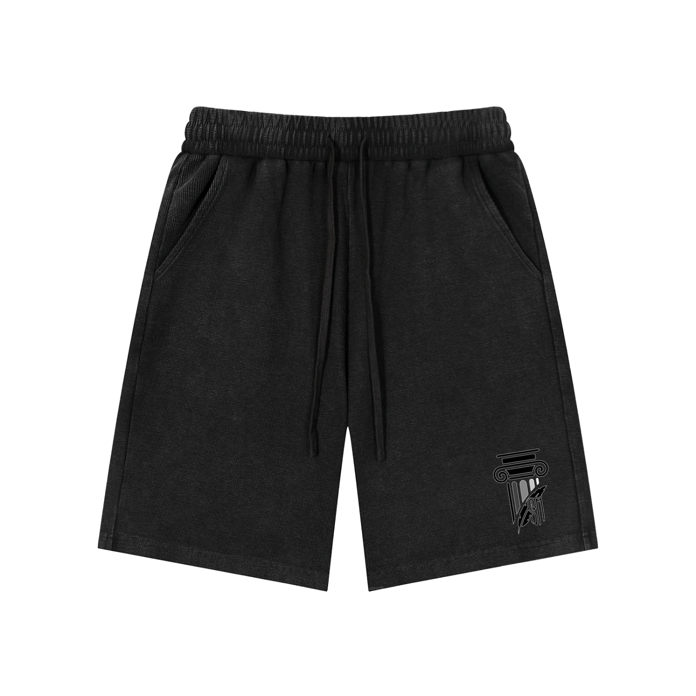 Blue Museum Gate Mineral Wash Waffle Knit Shorts