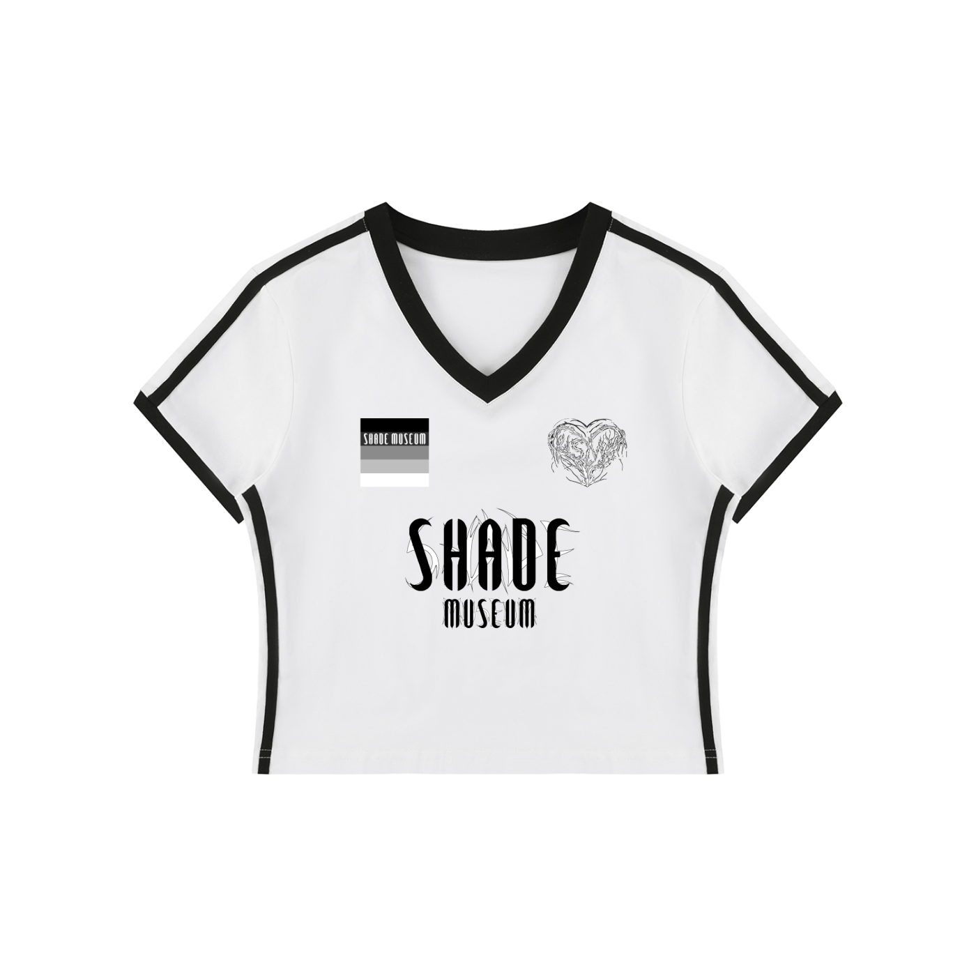 Women's Retro Binding V-Neck Crop T-Shirt