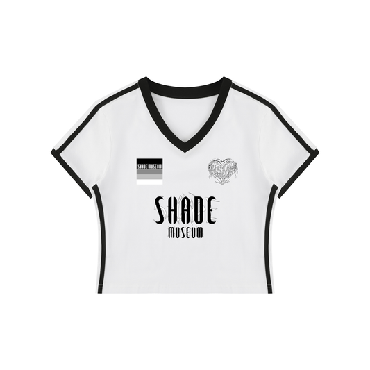 Women's Retro Binding V-Neck Crop T-Shirt