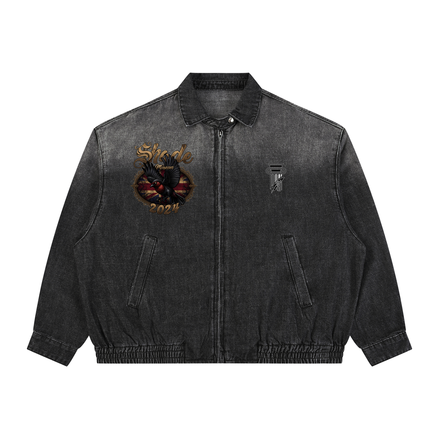 Unisex Vintage Wash Full-Zip Denim Jacket