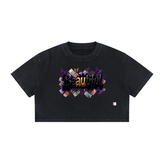 Women's Mineral Wash Cotton Crop T-Shirt