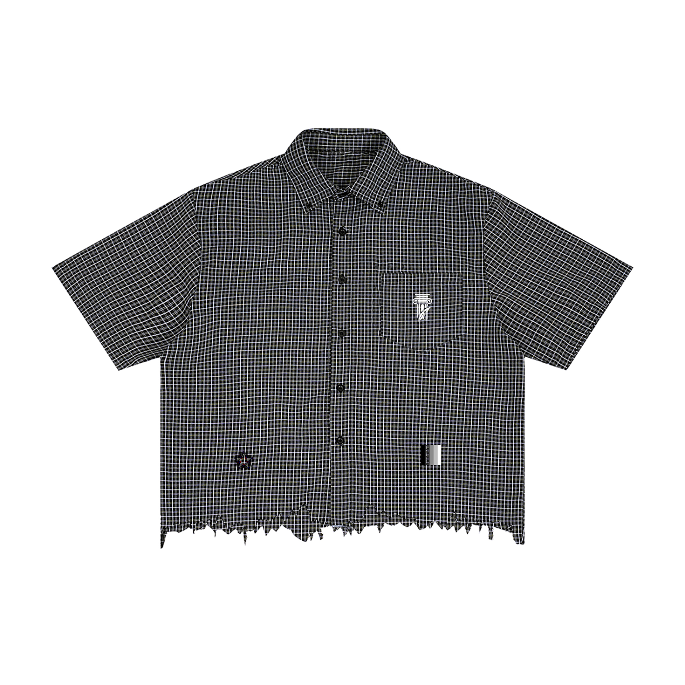 Unisex Distressed Plaid Boxy Shirt