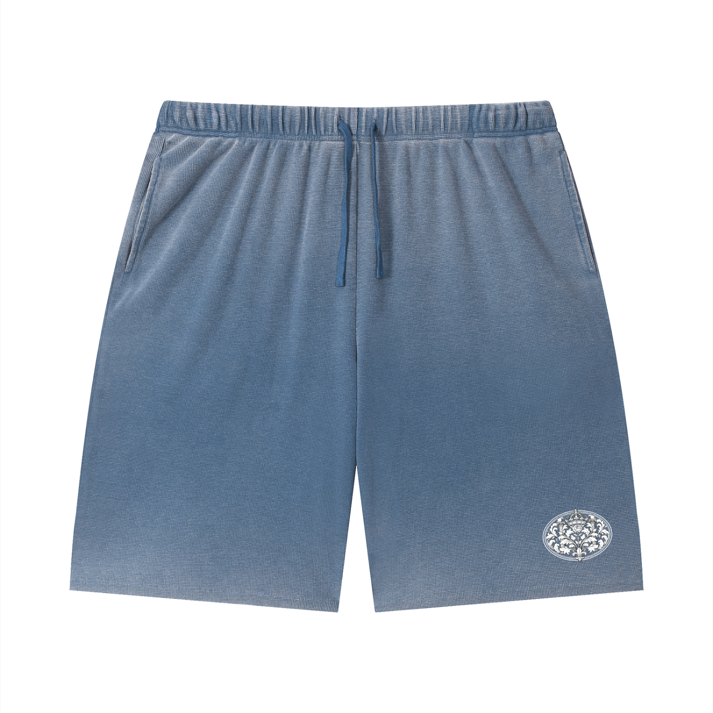 Unisex Vintage Wash Sunfade Waffle Raw Hem Shorts