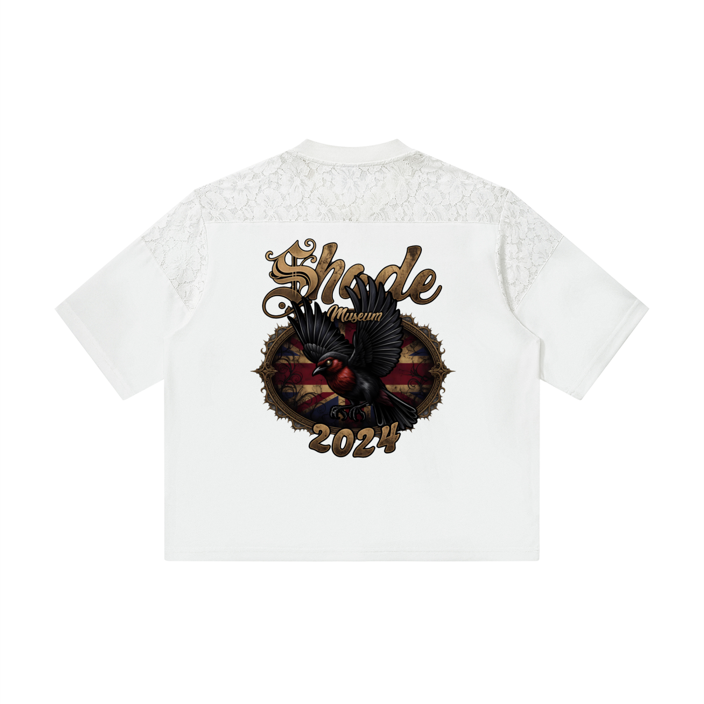 Unisex Lace Paneling V-Neck T-Shirt