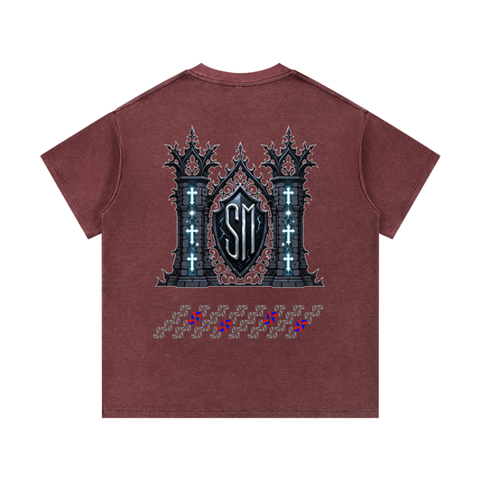 Blue Museum Gate Mineral Wash Waffle Knit T-Shirt