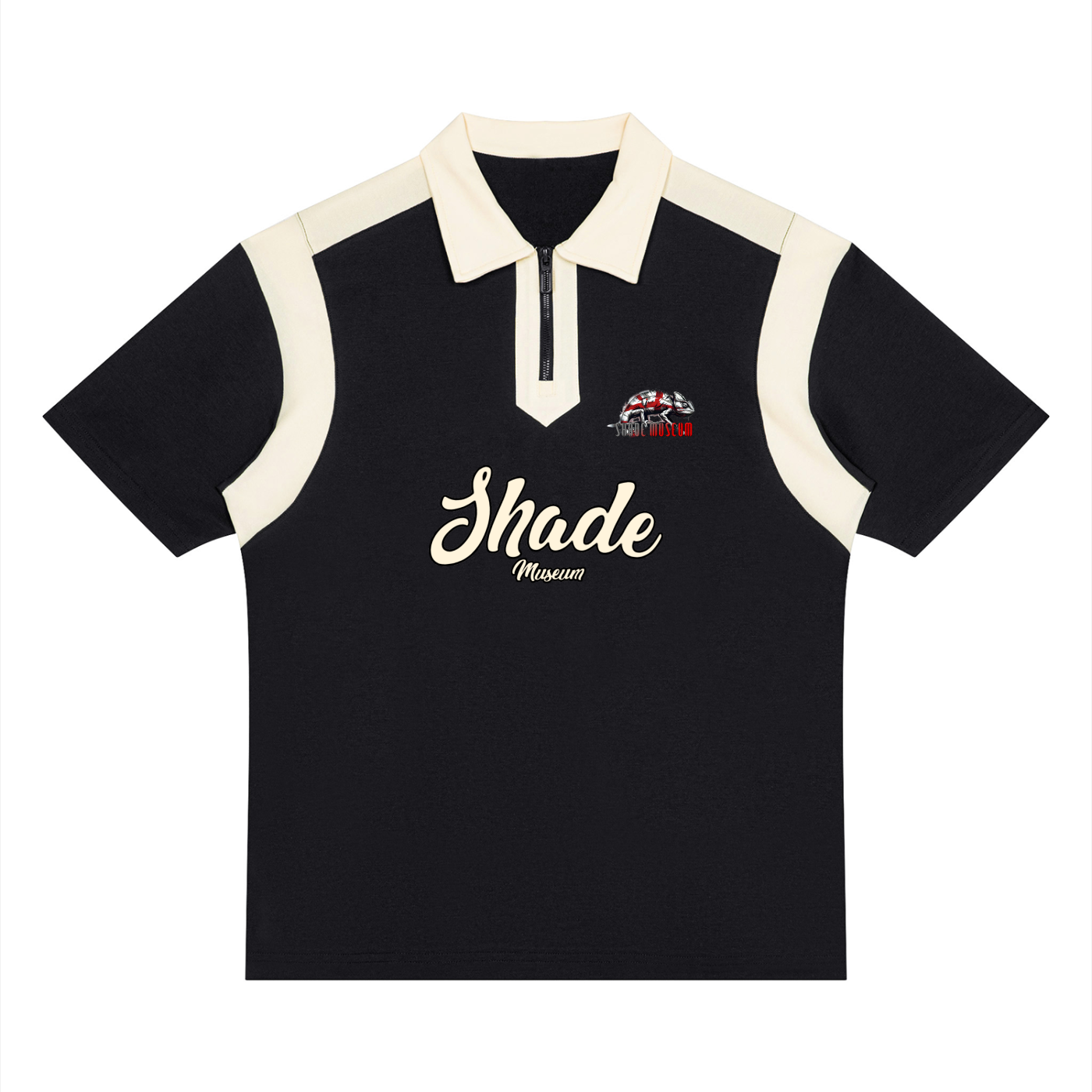 Unisex Color Block Quarter Zip Polo Shirt