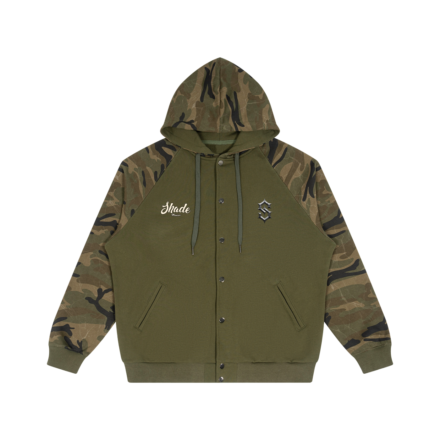 Unisex Camo-Splice Raglan Zip Hoodie
