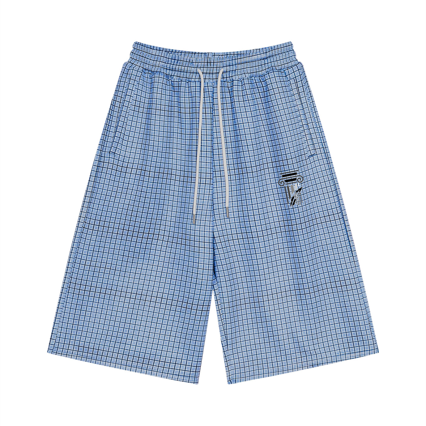 Unisex Plaid Drawstring Shorts