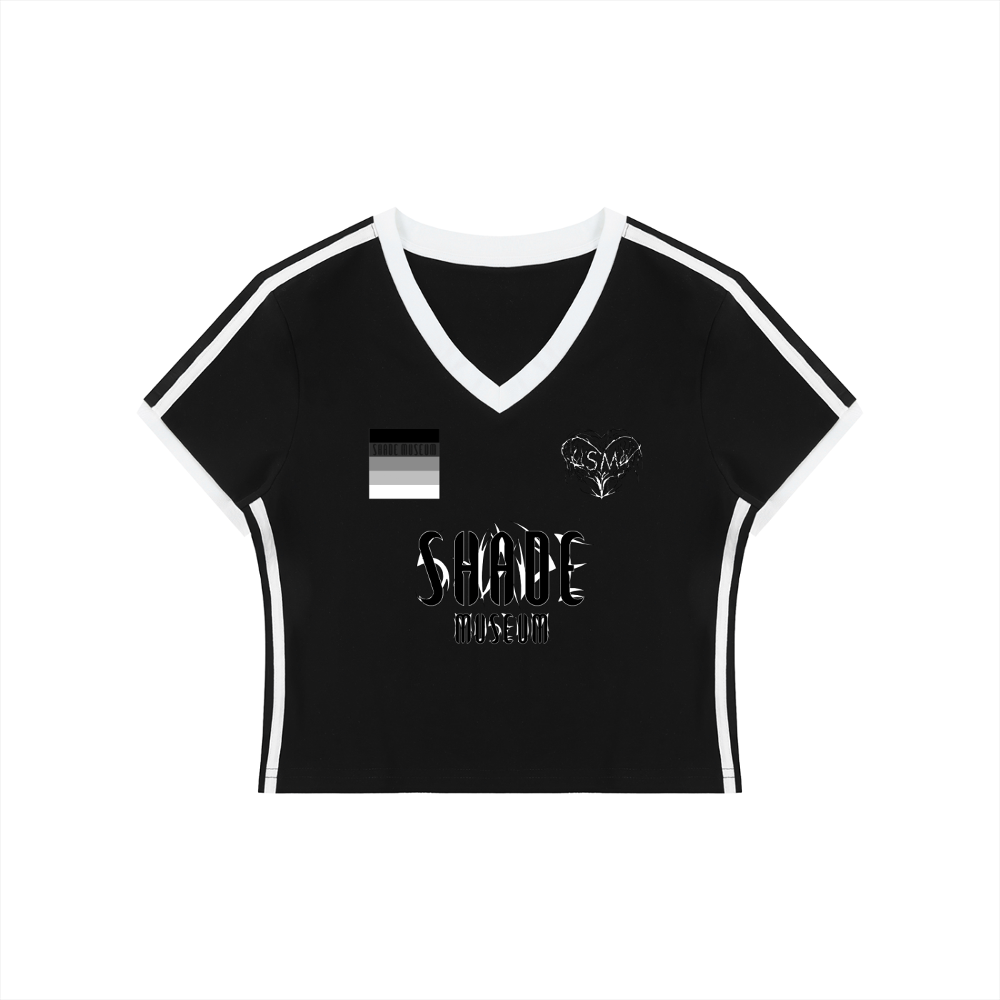 Women's Retro Binding V-Neck Crop T-Shirt