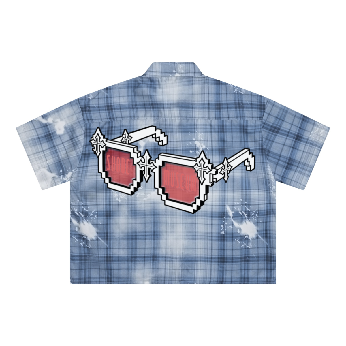 200GSM Tencel Twill Plaid Print Boxy Workwear Shirt Blue