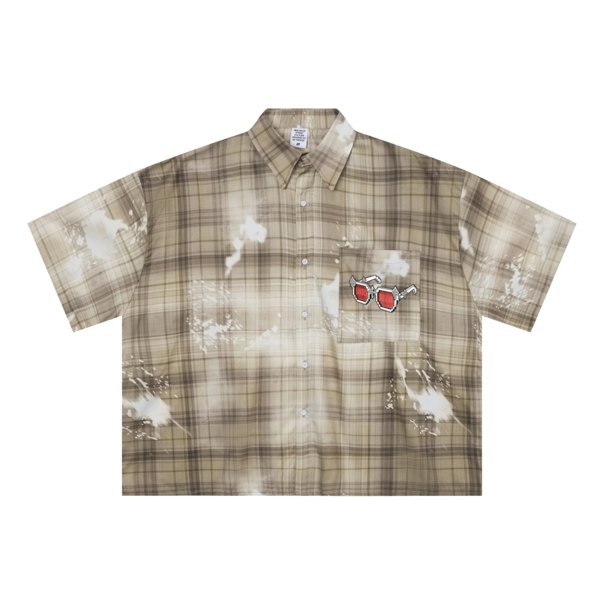 200GSM Tencel Twill Plaid Print Boxy Workwear Shirt Khaki