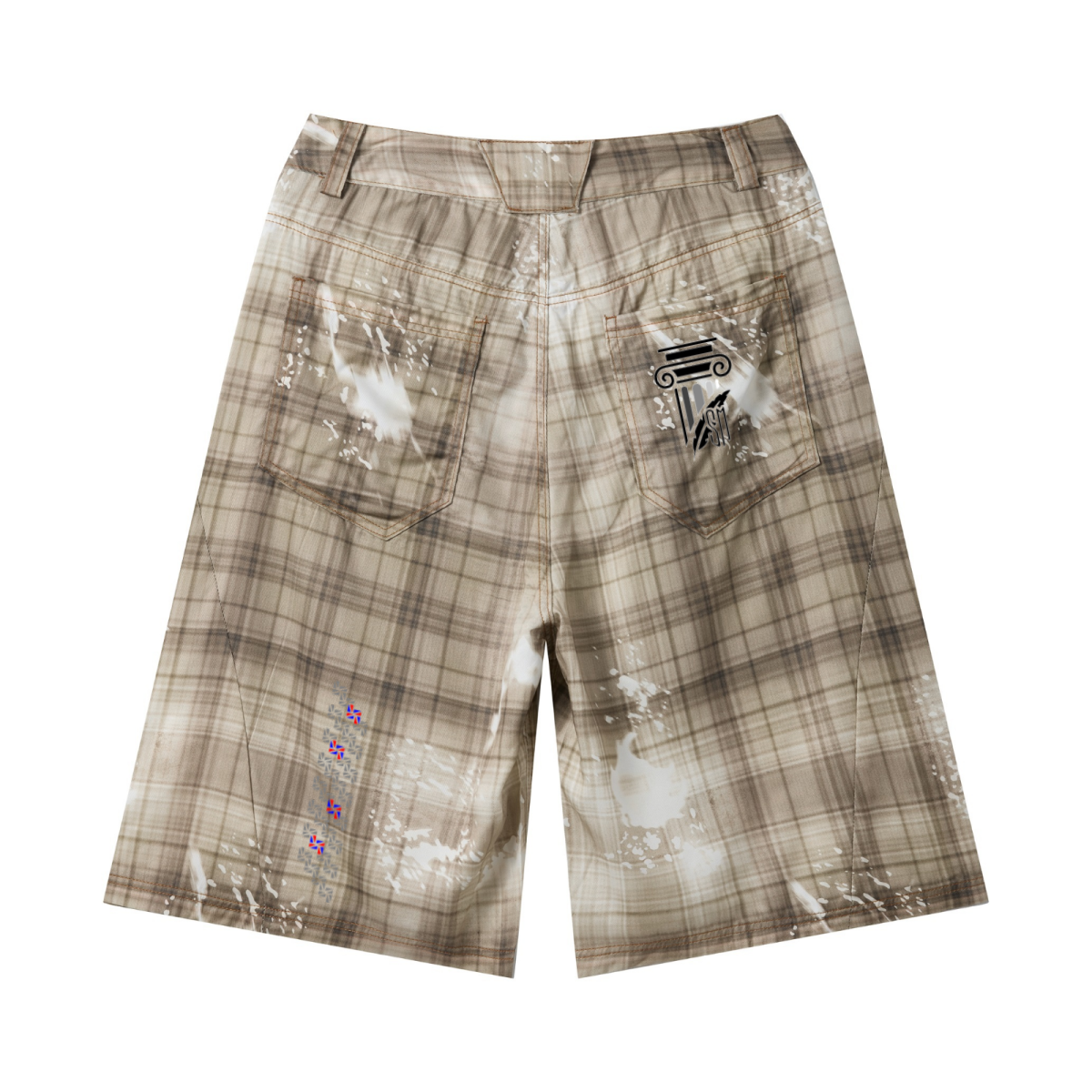 200GSM Tencel Twill Plaid Print Cropped Pants Khaki