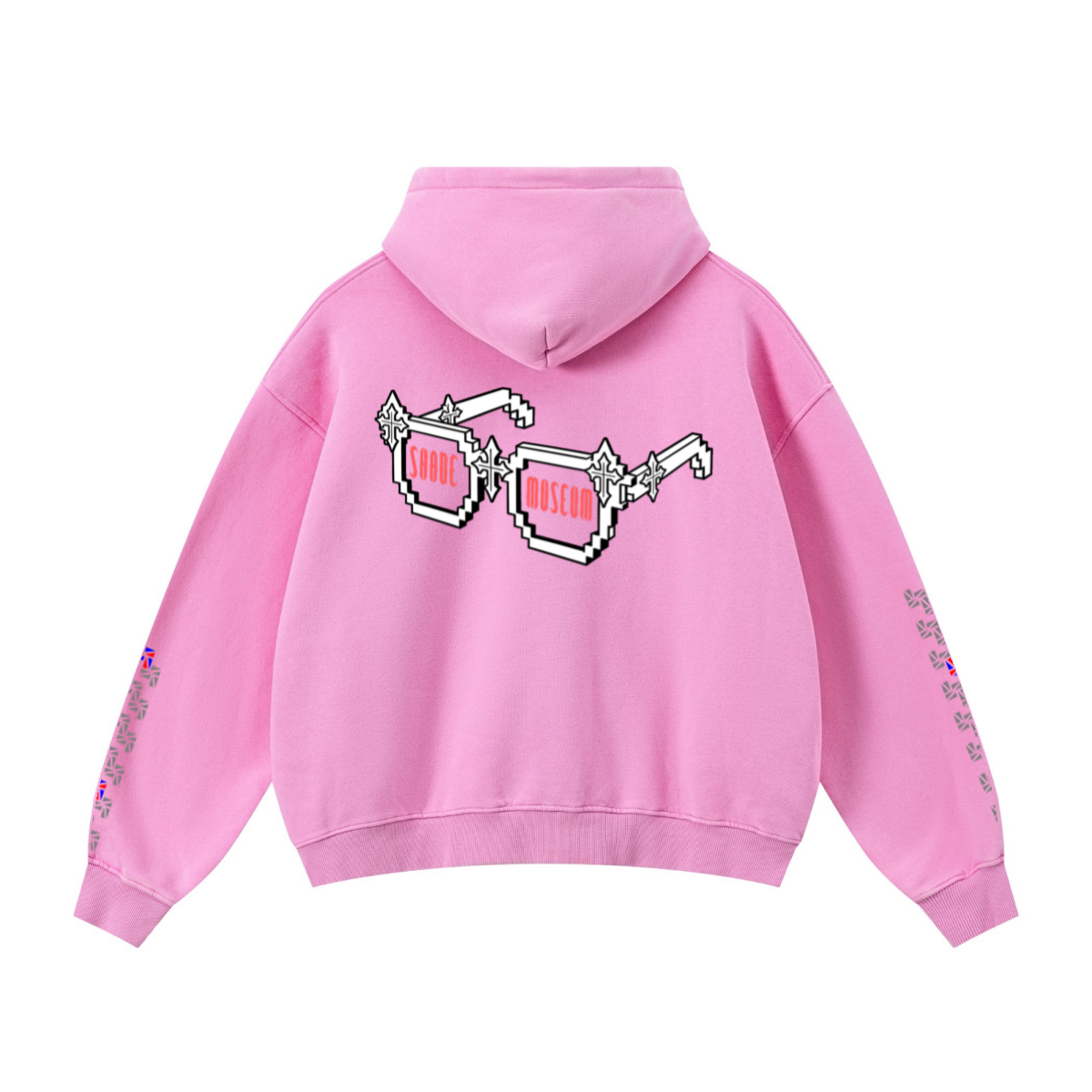 400GSM Unisex Vintage-Wash Boxy-Fit Zip-Up Hoodie Vintage Peach Pink