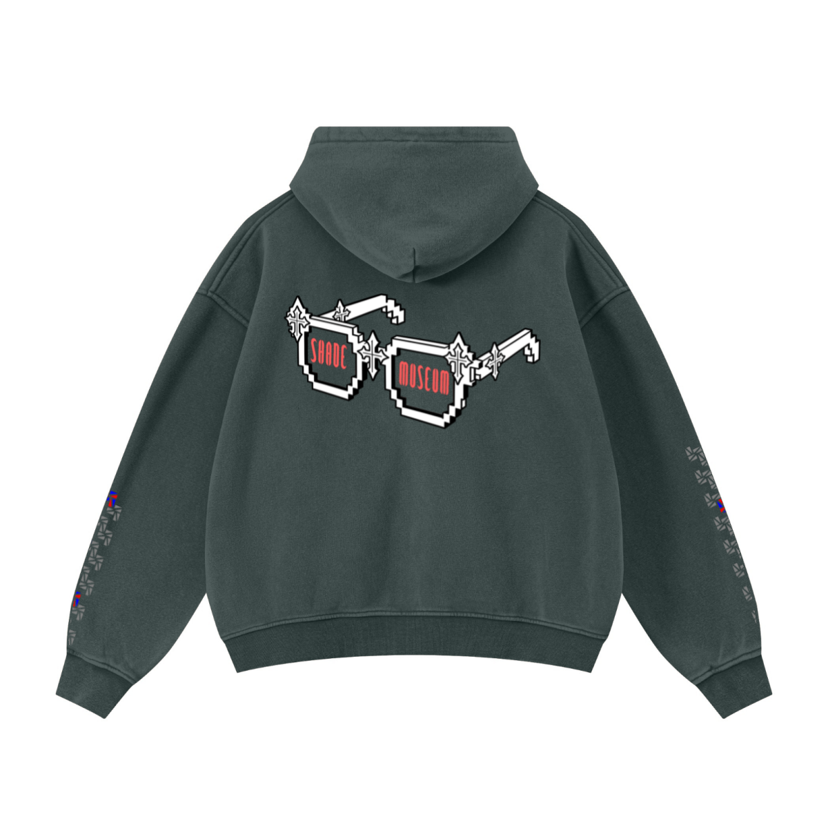 400GSM Unisex Vintage-Wash Boxy-Fit Zip-Up Hoodie Vintage Moss Green