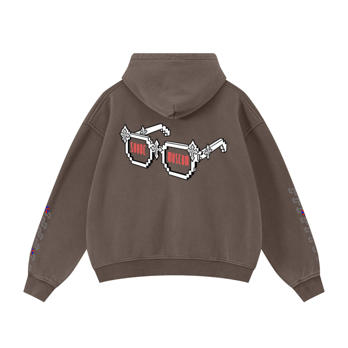 400GSM Unisex Vintage-Wash Boxy-Fit Zip-Up Hoodie Vintage Dark Brown
