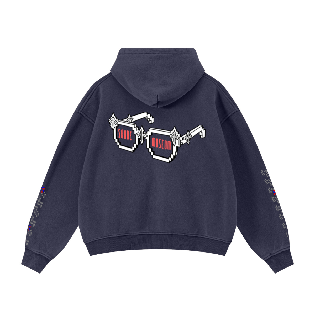 400GSM Unisex Vintage-Wash Boxy-Fit Zip-Up Hoodie Vintage Royal Blue