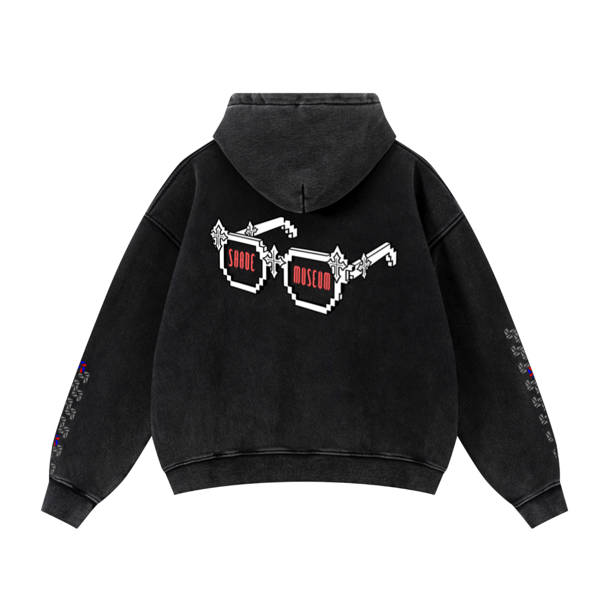 400GSM Unisex Vintage-Wash Boxy-Fit Zip-Up Hoodie Vintage Black