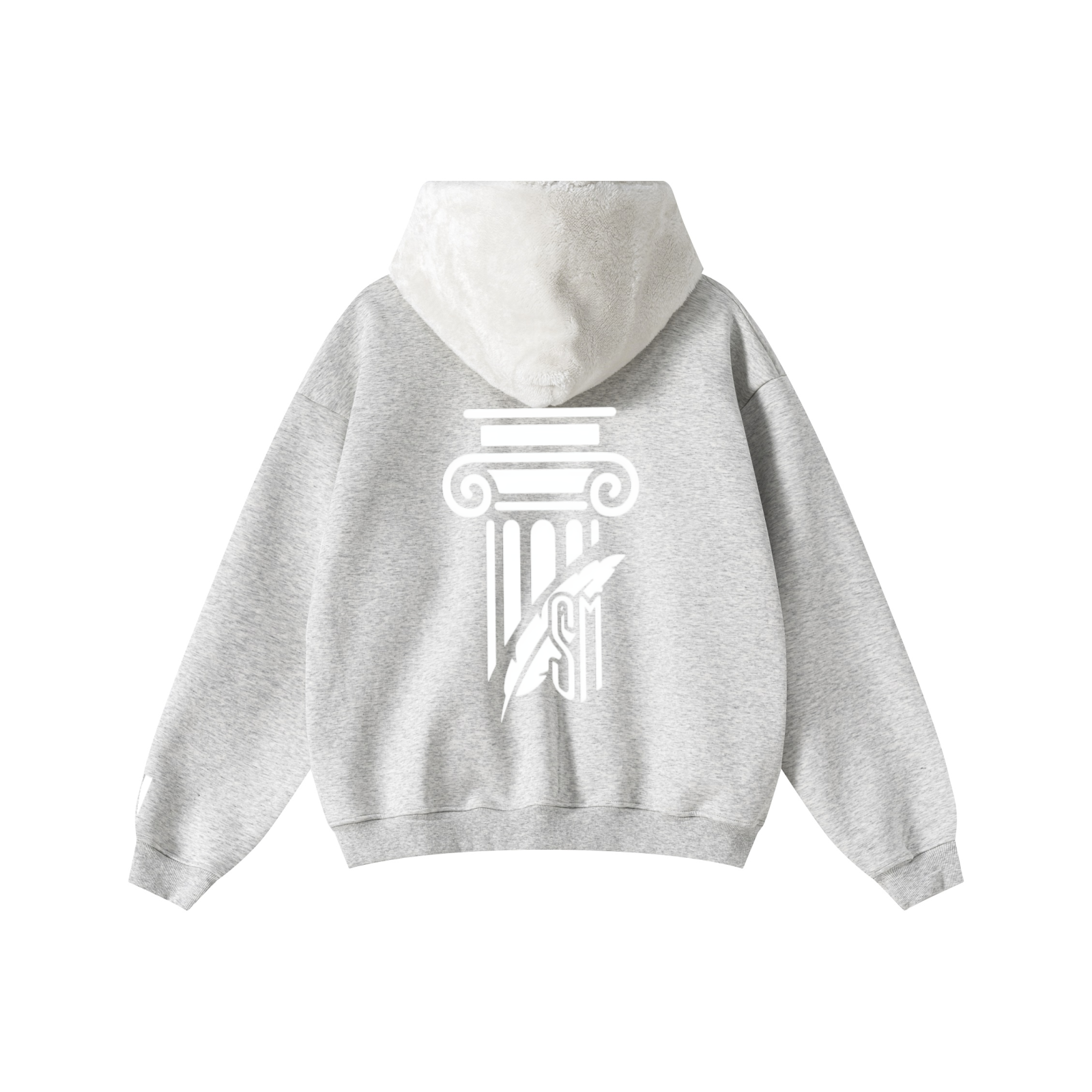 570GSM Minimalist Heavyweight Fleece-Lined Zip Hoodie Oatmeal Grey