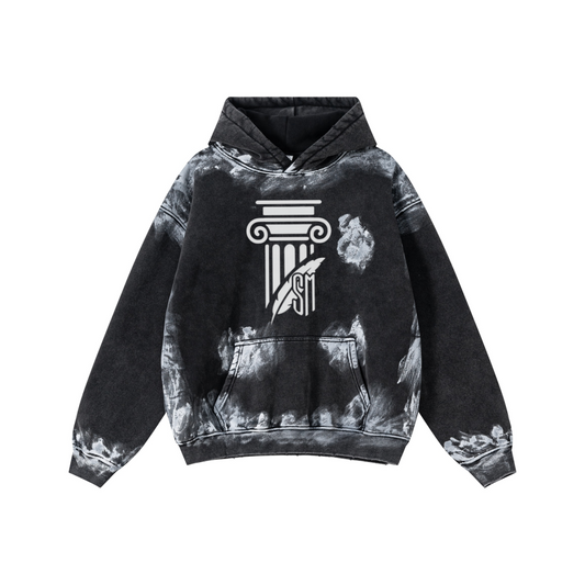 400GSM Washed Heavyweight Hooded Sweatshirt s Vintage black