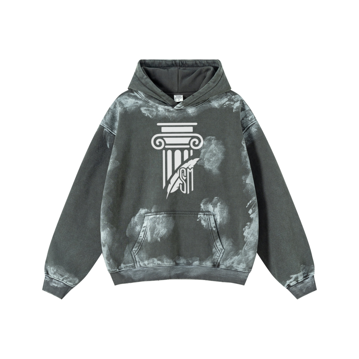 400GSM Washed Heavyweight Hooded Sweatshirt s Dark gray