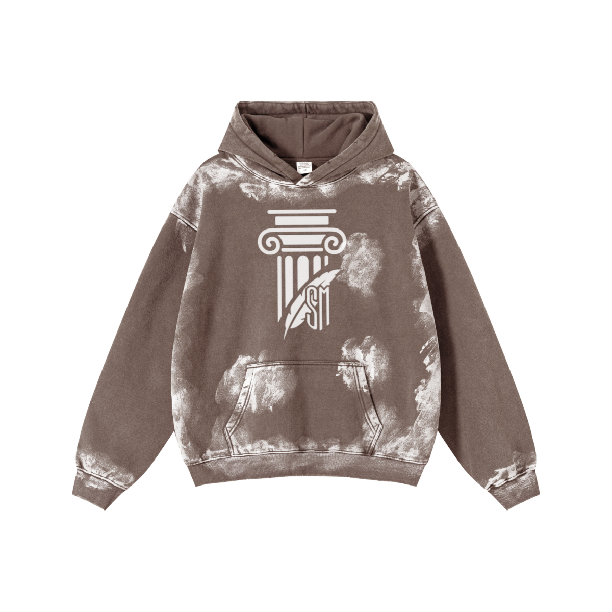 400GSM Washed Heavyweight Hooded Sweatshirt s Brown