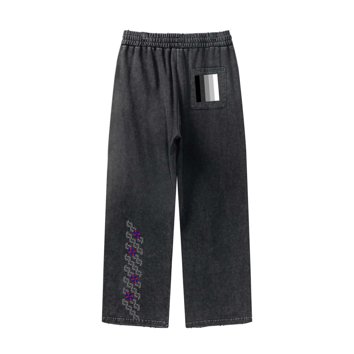 300GSM Cotton Vintage Marled Loose Pants Snow Wash Grey